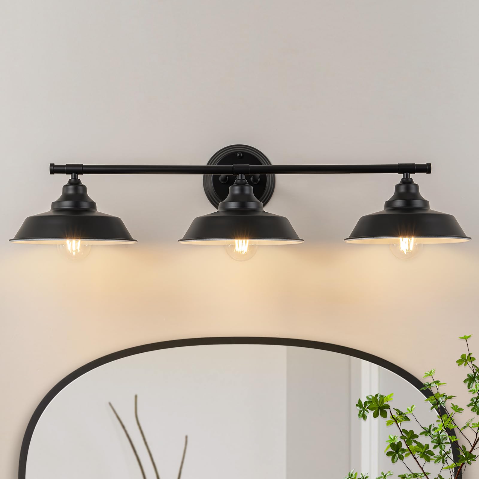 Goyeel Matte Black 3-Light Bathroom Vanity Light Fixture - Rustic Industrial Wall Sconce