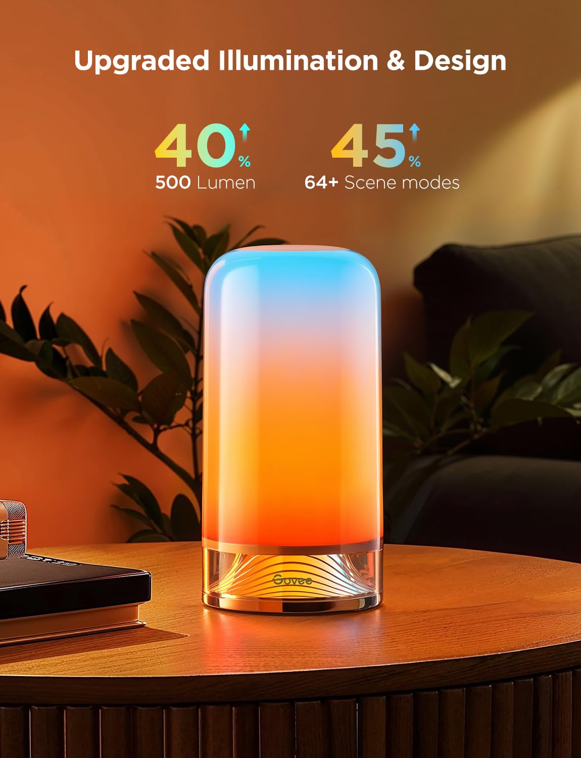Govee RGBIC Smart Table Lamp 2, Multicolor Touch LED Night Light, Dimmable, 64 Scene Modes, Compatible with Matter & Alexa, Model H6022