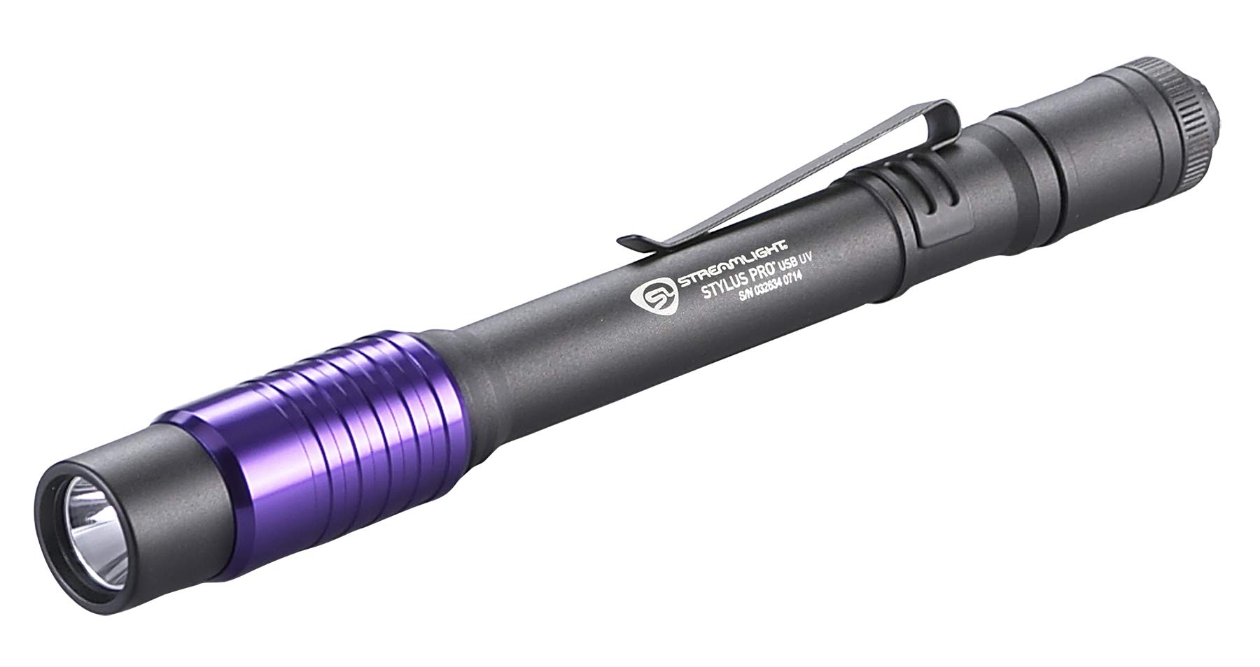 Streamlight Stylus Pro USB Penlight, 400nm UV, USB Rechargeable, Aluminum, Model 66148, Black