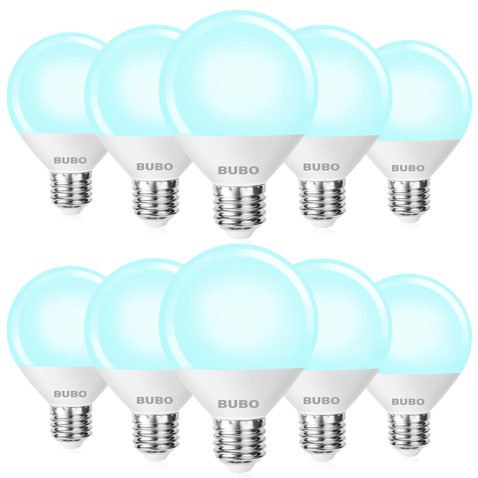 BUBO G25 Globe Vanity Light Bulbs 60W Equivalent 800 Lumens Daylight White 5000K Non-Dimmable 10 Pack E26 Base