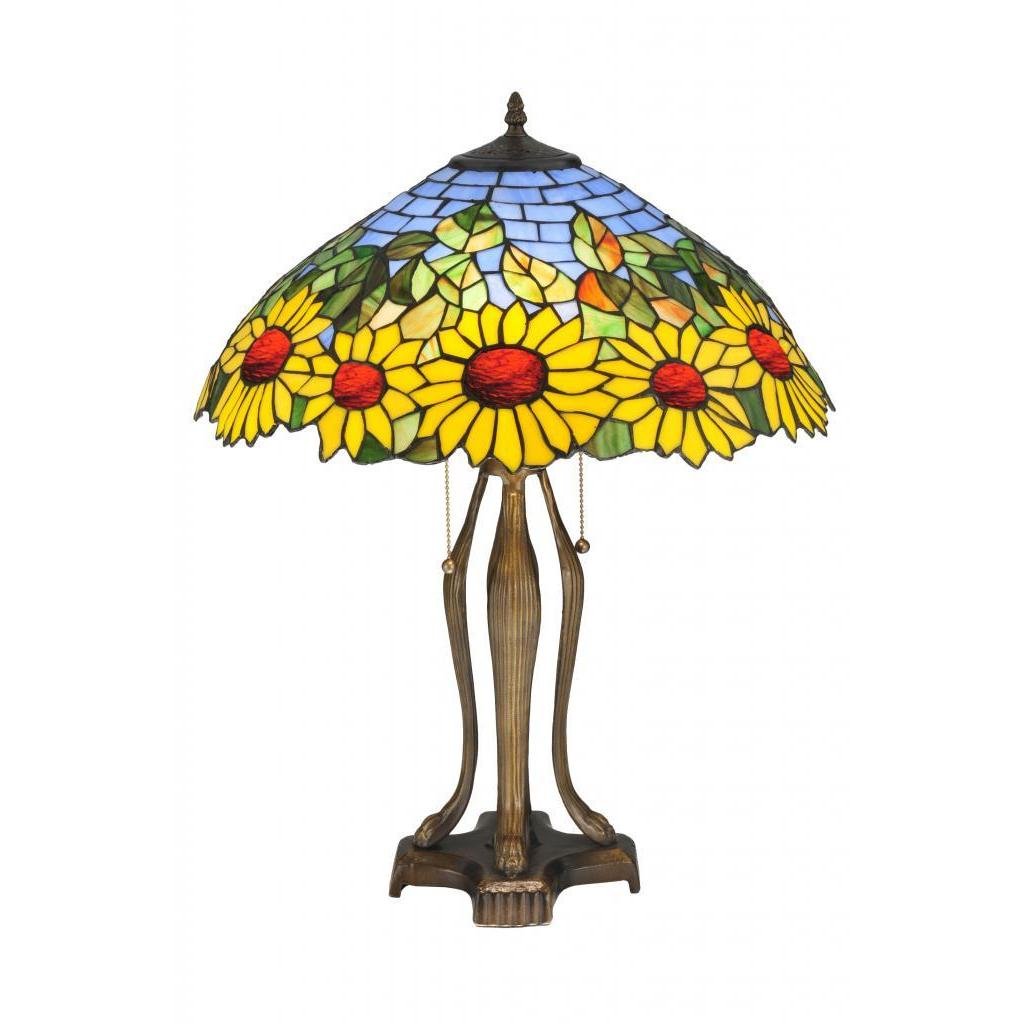 Meyda Tiffany 24-inch Wild Sunflower Table Lamp - Glass & Metal, Purple/Blue Amber, Model 119682