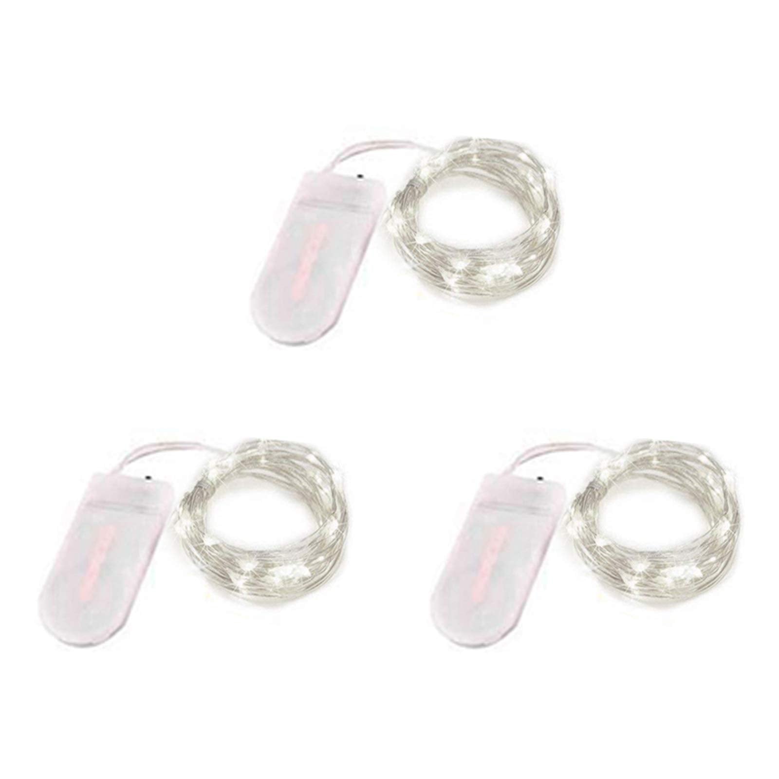NiniTe LIGHTS 3 Pack Fairy Lights, 20 LED Mini String Lights, 6.6ft, Copper Wire, Cool White, Model 20cell-3p