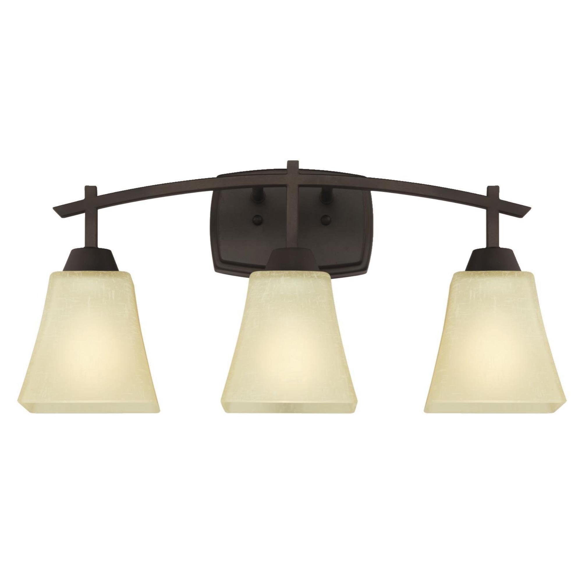 Westinghouse Three-Light Indoor Wall Fixture, Oil Rubbed Bronze with Amber Glass, Model 6307500