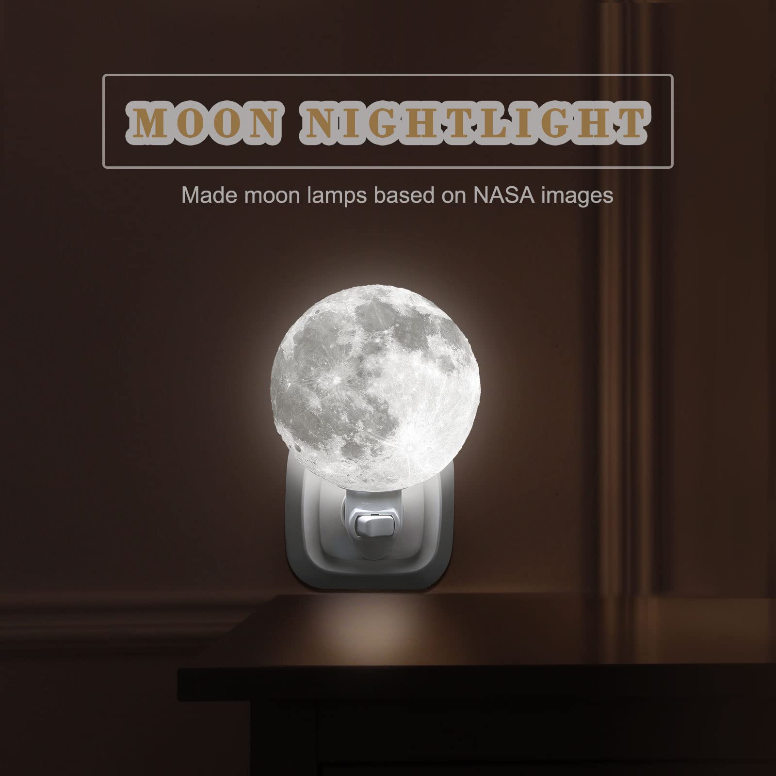 Hortsun 4&quot; Moon Night Light - White Lithophane Led Lamp For Bedroom Decor & Gifts