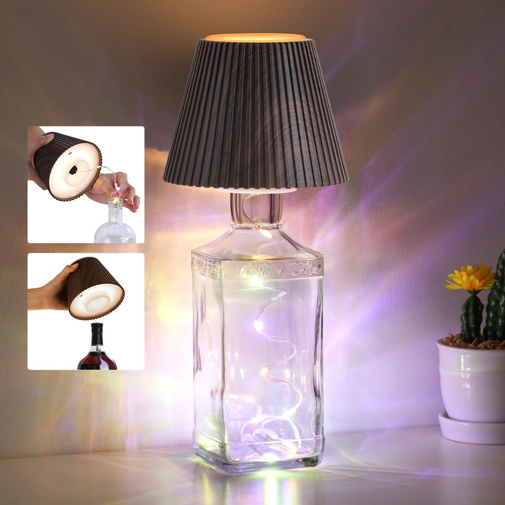 WILIT Wireless Bottle Lamp for Bar Decor, 3-Level Brightness Lampshades for Table Lamps, RGB Lamp for Bedroom, Table Decor for L