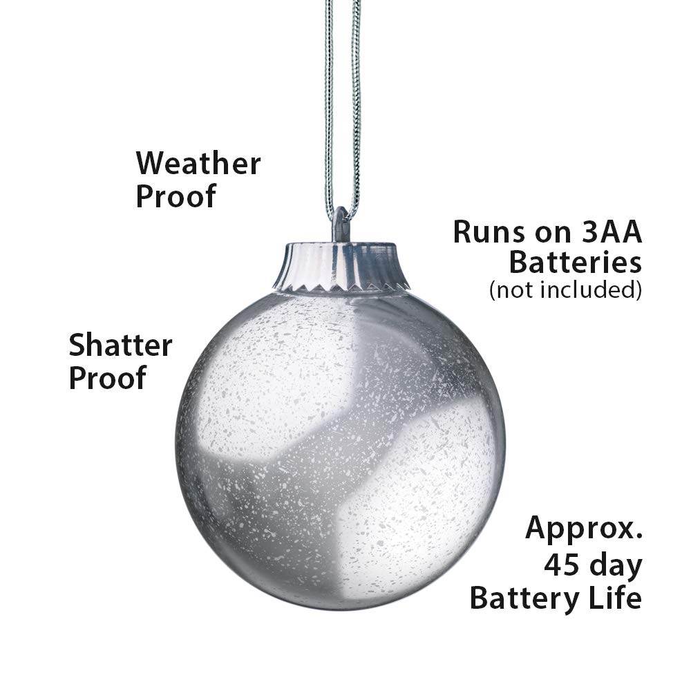 Xodus Innovations Wp540-3 Outdoor Led Ornament, Battery Powered Pulsing Globe Sphere Lights With Dusk Sensor (Pack Of 3) (Silver