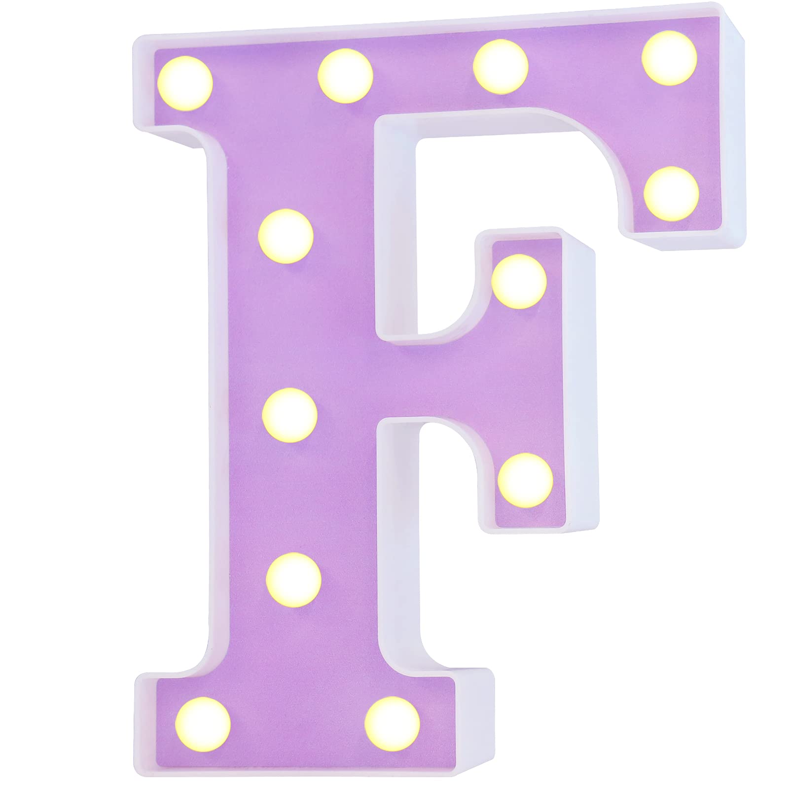 Pooqla LED Letter Lights - Purple Light Up Alphabet Sign, Colorful DIY Marquee Night Light for Party and Home Decor