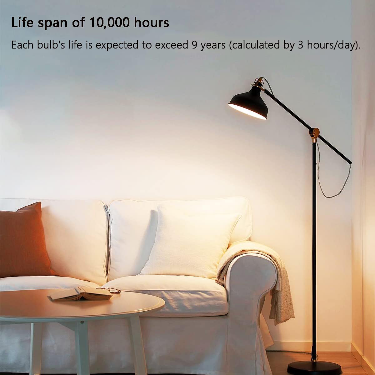 Adzok Lighting E26 Led Warm White 8-Watt (60-Watt Replacement), 810-Lumen Light Bulb With Medium Base, Warm, Pack Of 4