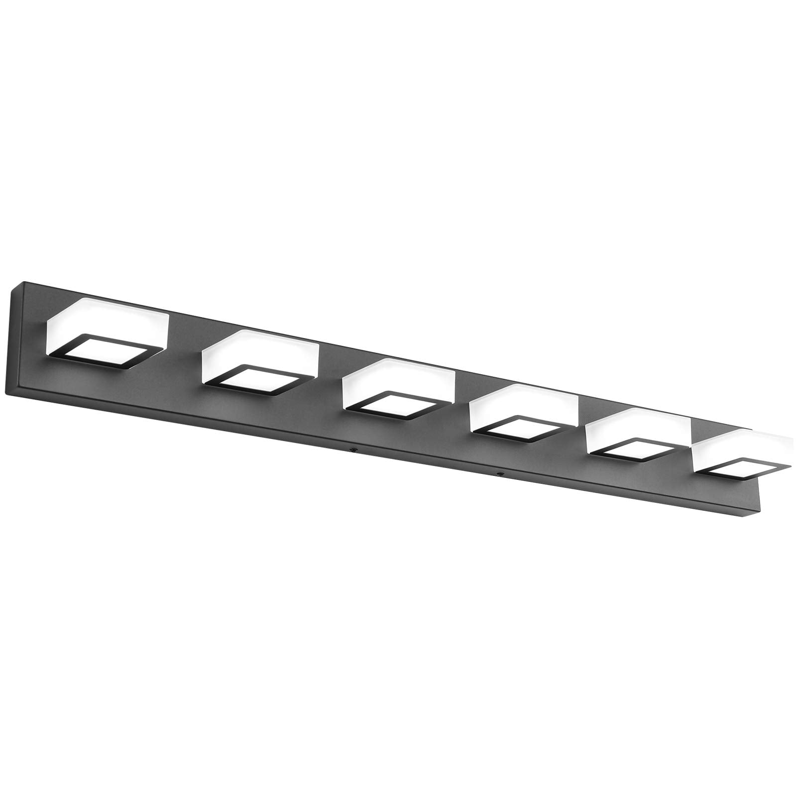 Ralbay Led Modern Vanity Lights Fixtures 6 Lights Black Acrylic Modern Matte Black For Bathroom