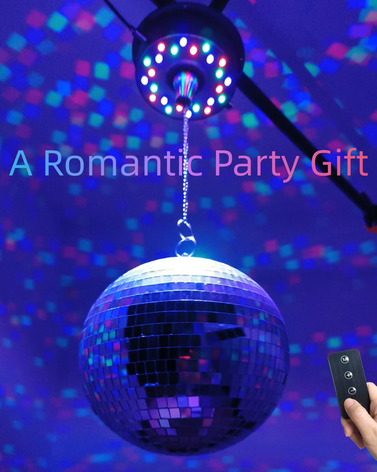 Palujorty Disco Ball with Motor & Lights, 6" Multicolor Mirror Ball, USB/Battery Powered, Perfect for Parties & Weddings