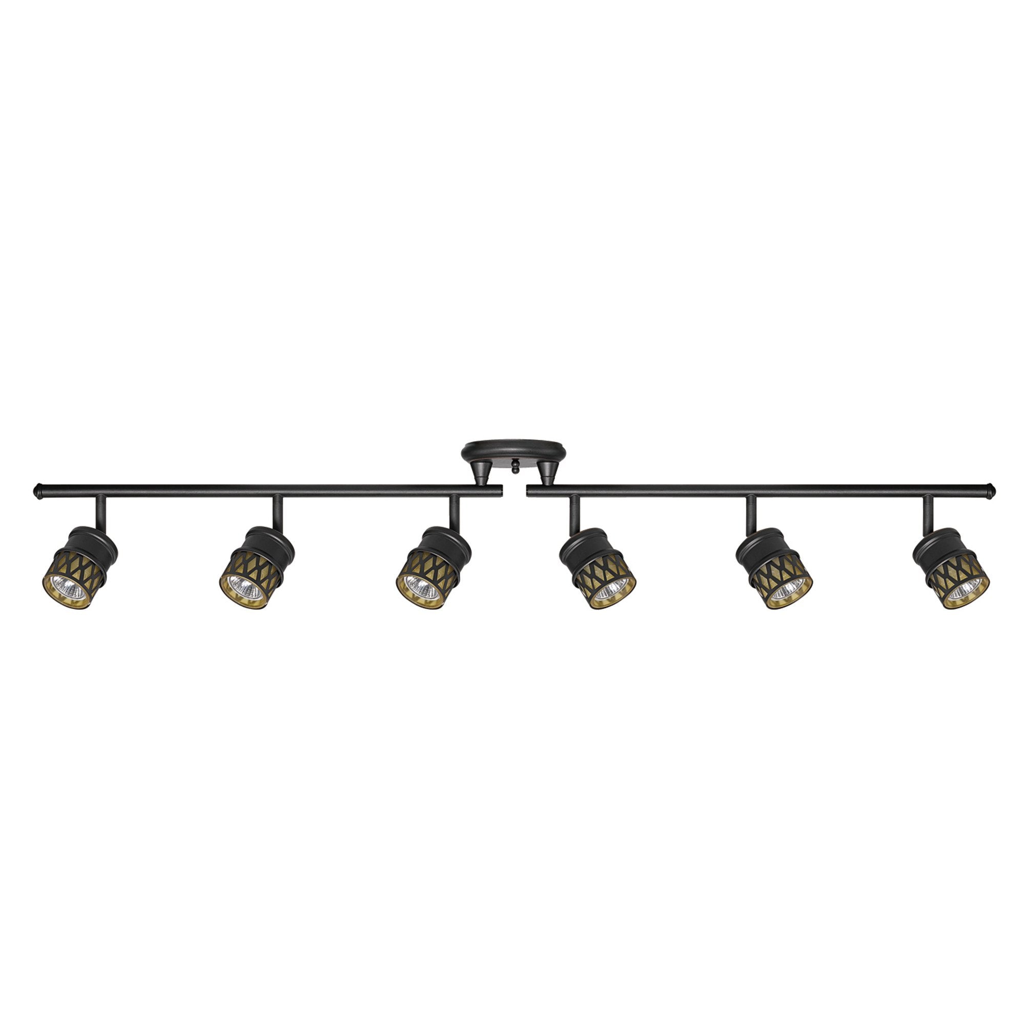 Globe Electric 59086 Kearney 6-Light Foldable Track Lighting, Oil Rubbed Bronze Finish, Champagne Glass Track Heads