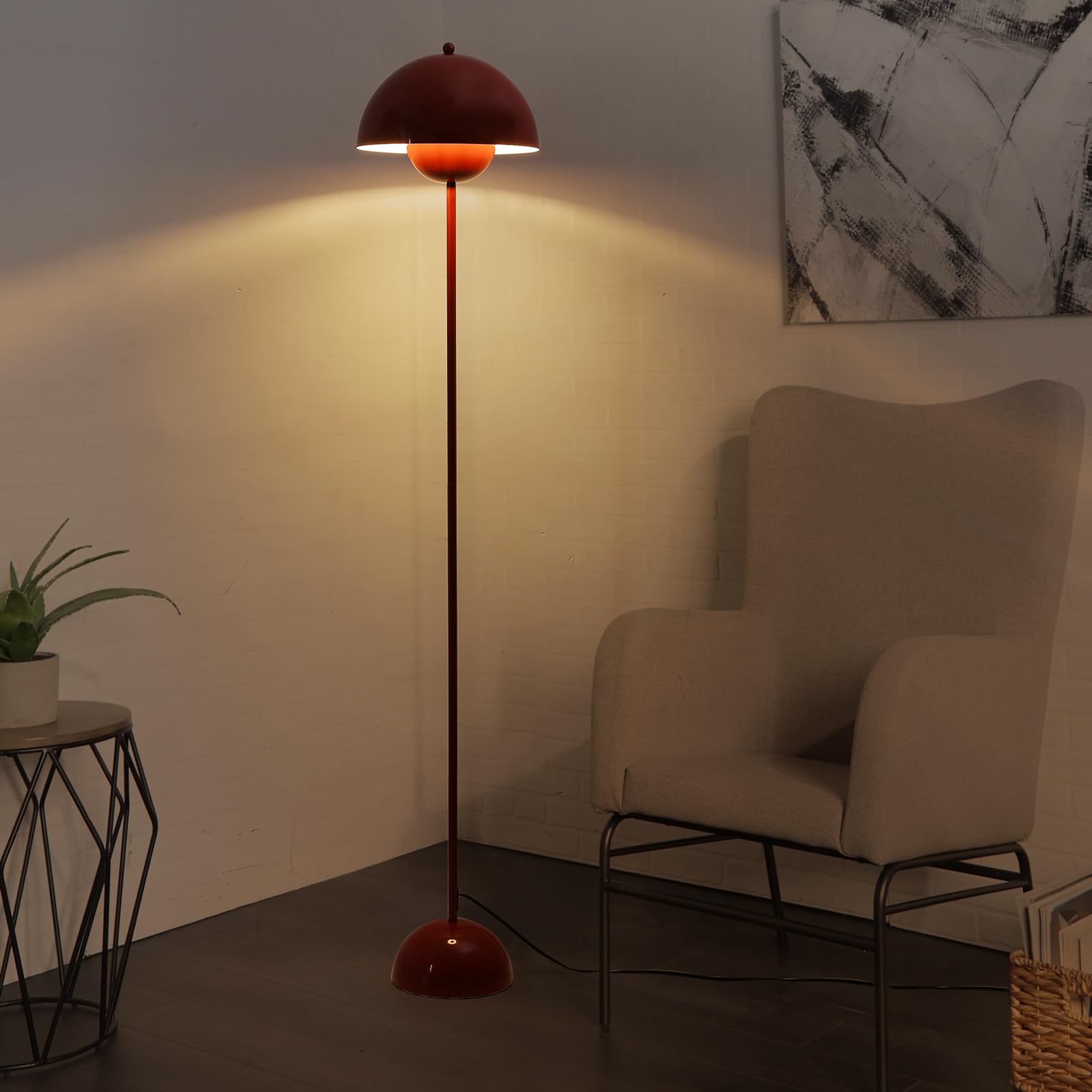 COSYLUX Modern Floor Lamp - Industrial Metal Shade, Dark Red, Tall Standing Design for Living Room, Bedroom, Office, Nursery