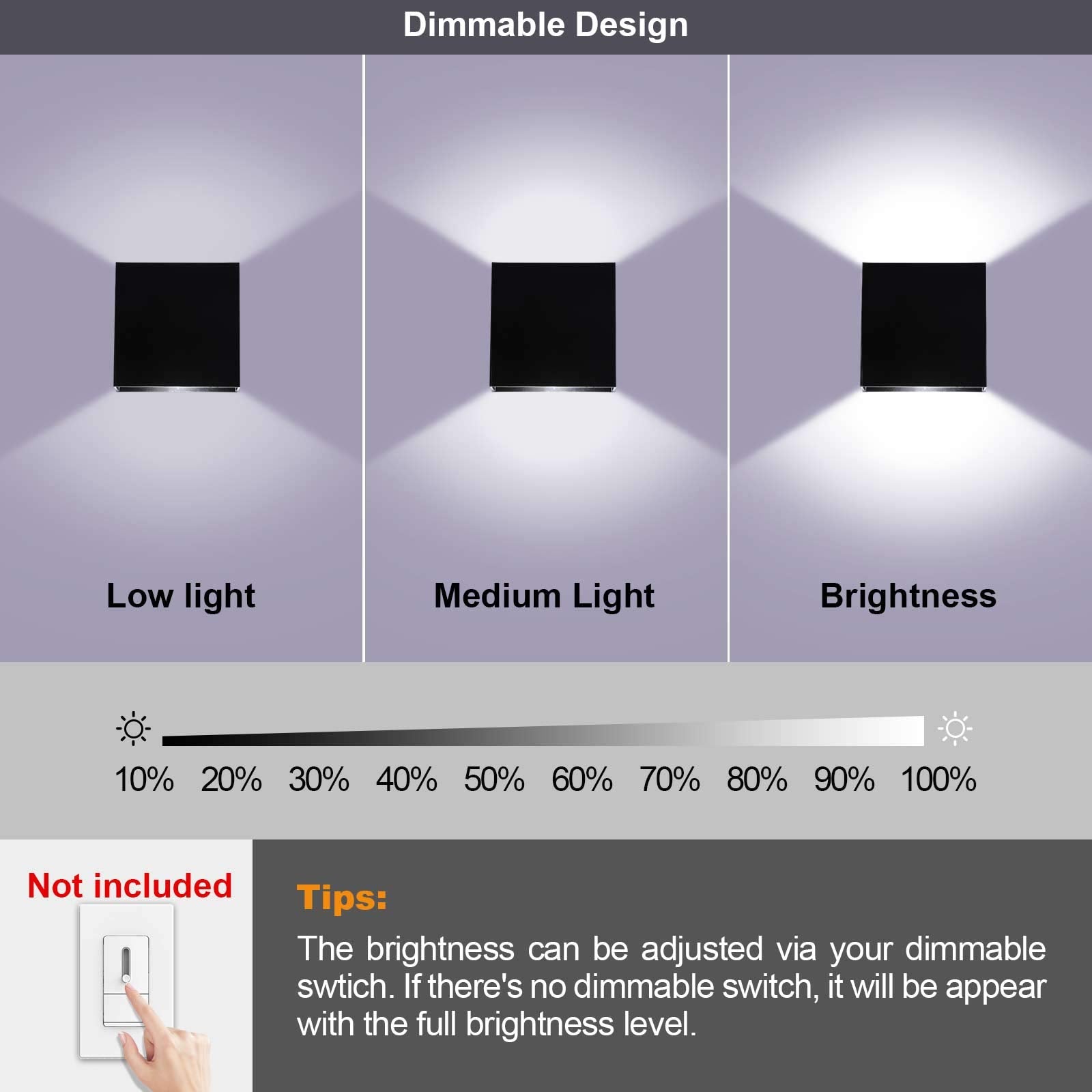 Lightess Mini LED Wall Sconce, Dimmable 10W, Modern Black Up Down Wall Lamp, Aluminum, Cool White, Model LG9926477