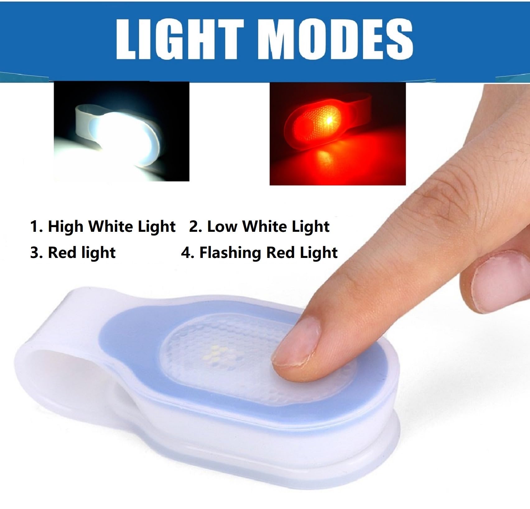 Generic LED Flashlight Clip - Rechargeable Hands-Free Night Light, Blue, Model LigHT8