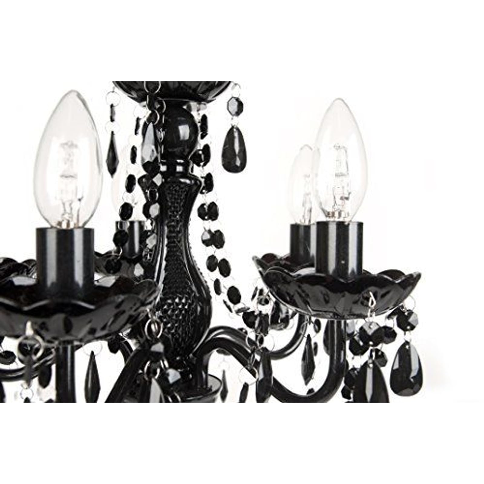 Tadpoles Vintage Chandelier - 5-Bulb Black Onyx Faux Crystal, 20" x 18" x 17", Hardwired, Model CCH5PL020