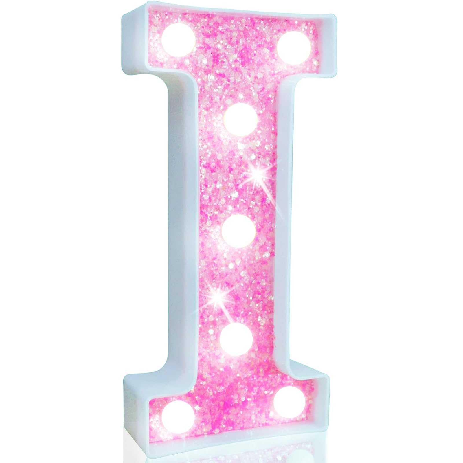 Pooqla Led Marquee Letter Lights  Light Up Letters For Birthday Decorations  Glitter Letter Sign Battery Powered Night Light Pink Party Wedding Christmas Girls Gift Bedroom Dorm Decor  Cool White I