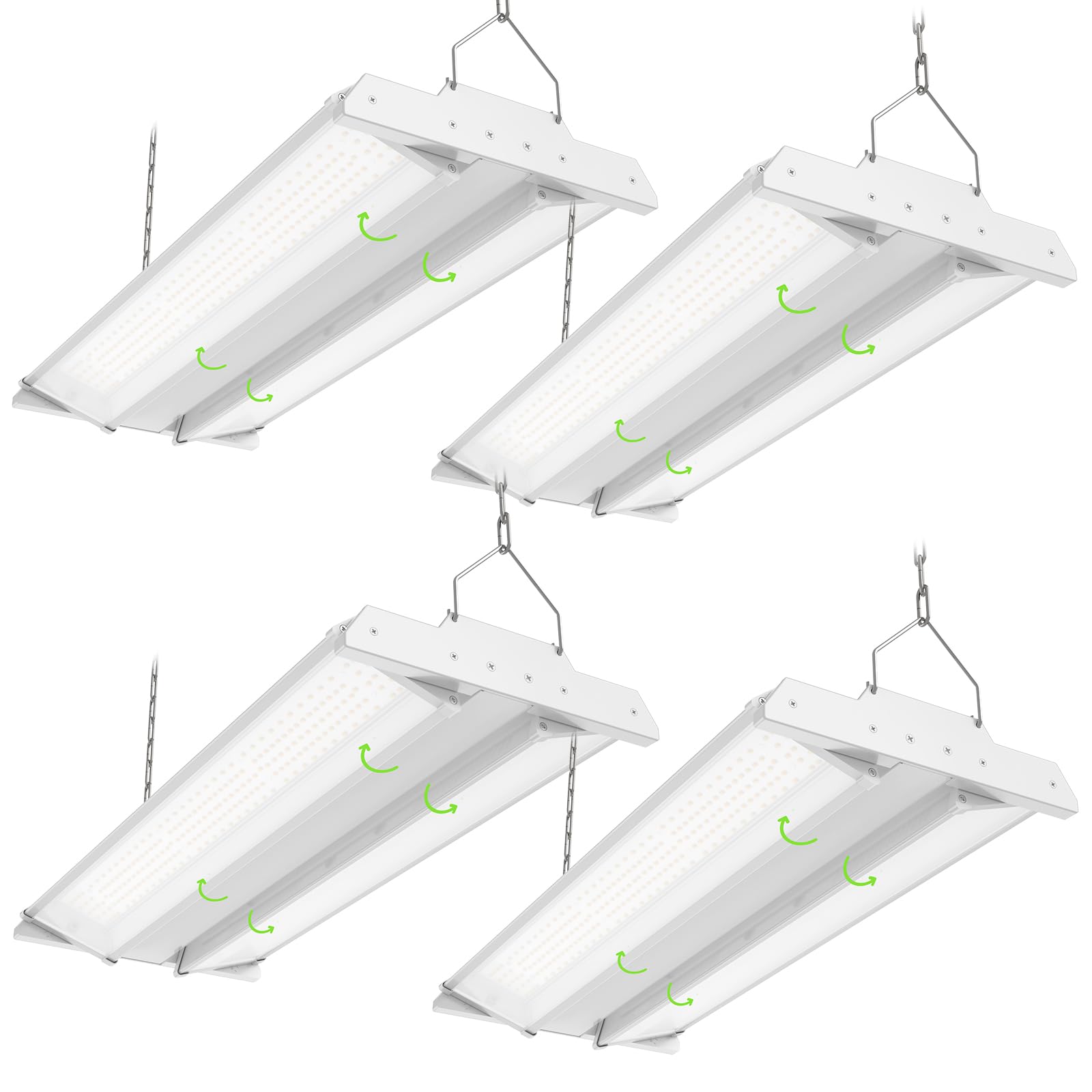 Glitgate 2FT High Bay Led Shop Lights 4000K/5000K Switchable, 200W/150W/100W Adjustable Linear High Bay Lighting 27000lm Max Out