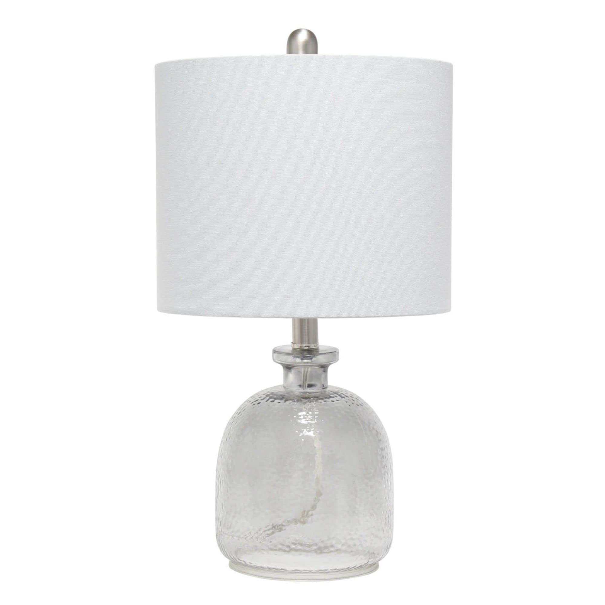 Lalia Home Contemporary Smokey Gray Hammered Glass Jar Table Lamp With Gray Linen Shade