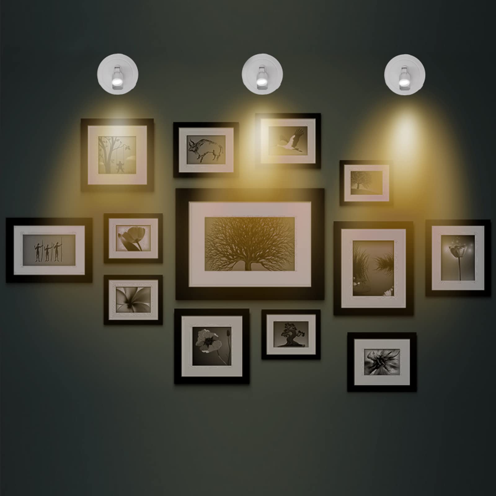 Bergustch Battery Operated Spotlight, Picture Light With Remote, Indoor Uplighting, Picture Lights For Paintings, Led Display Li