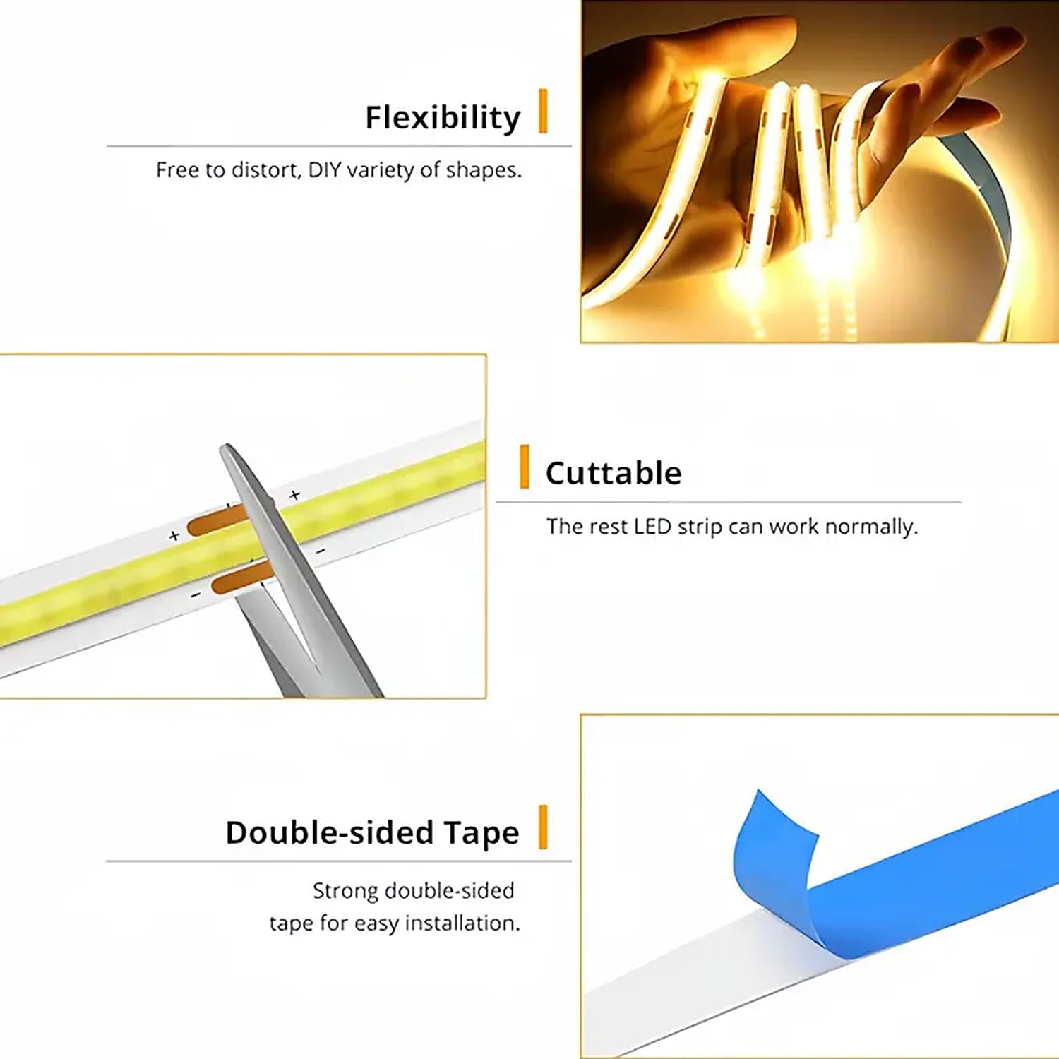 Zslaifu Cob Led Strip Light 24V  16.4Ft Touch Dimmable Led Light Strip  High Density Flexible Warm Tape Lights  Cri90+ Led Lighting For Backlighting For Tv  Bedroom  Cabinet  Indoor Decor