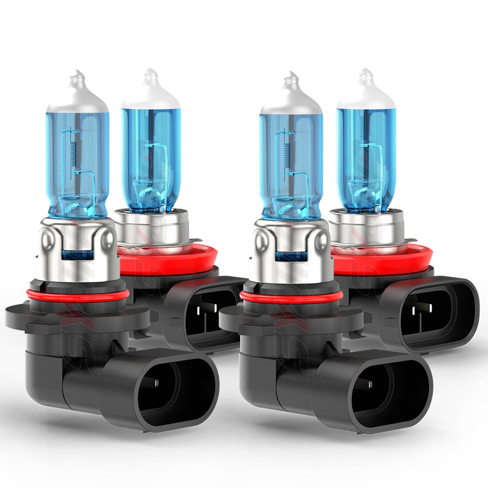SYJIIP Halogen Headlight Bulbs 9005 H11, 6000K White, 300% Brightness, Plug n Play, 4-Pack for Chevy Equinox 2010