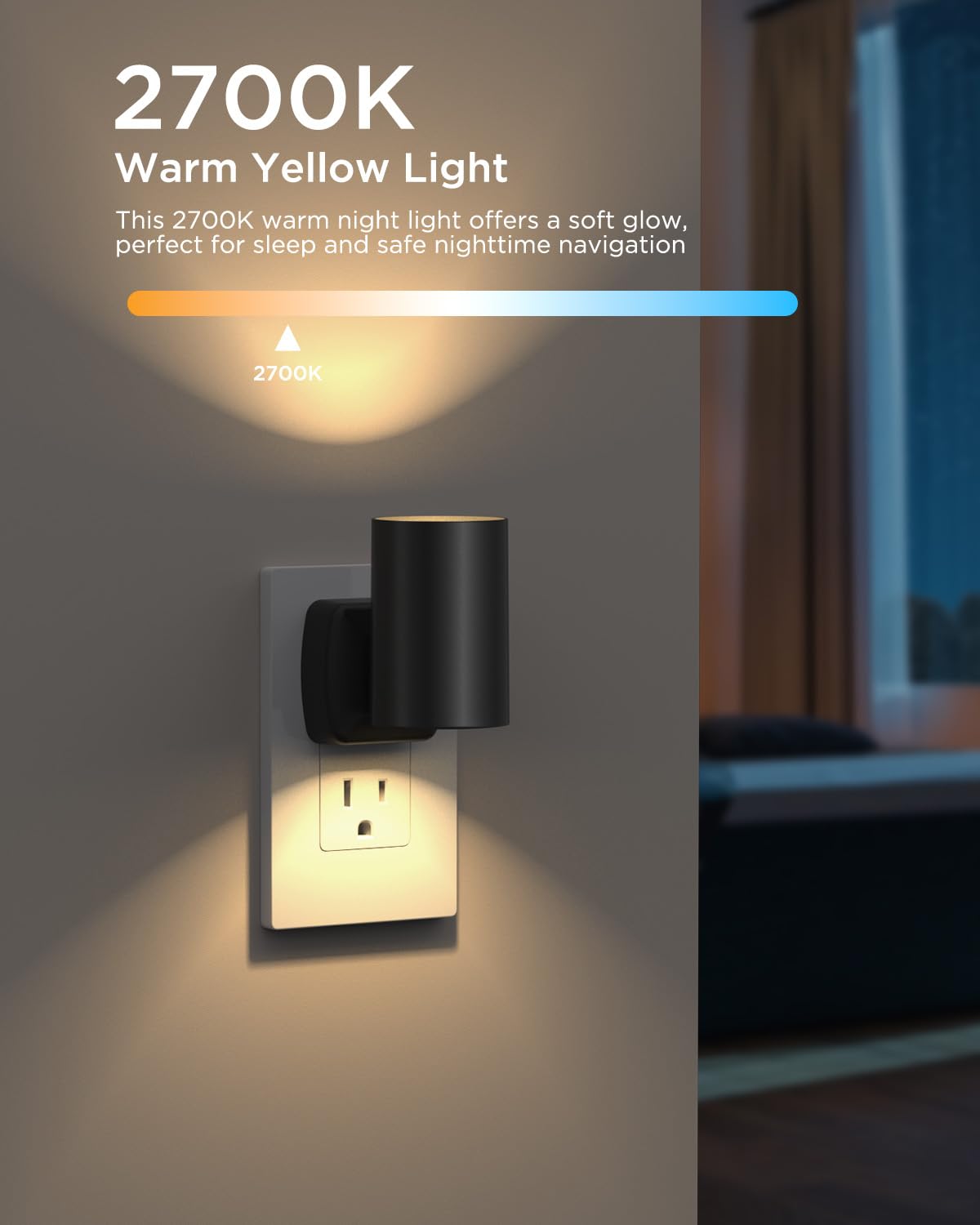 HYXMakeIt Led Night Light Plug into Wall,Modern Night Lights with Light Sensor,40/20 Lumen Dimmable,2700K Warm White,ETL-Certifi