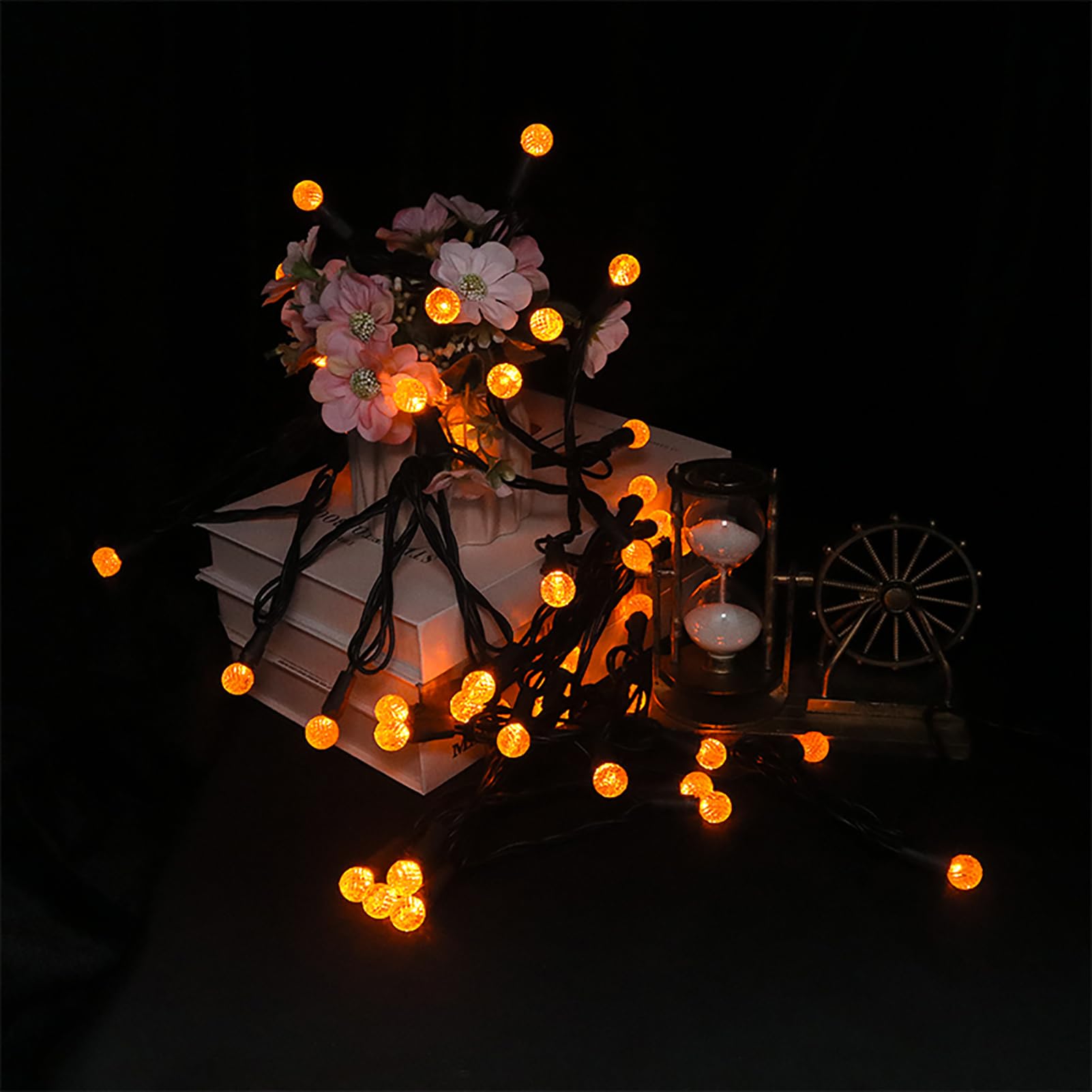 18.6Ft 50 Led Orange Halloween Lights G12 Mini Globe Ball String Lights For Small Tree Crafts Holiday Indoor/Outdoor Christmas Thanksgiving Day Halloween Decorations  Ul Certified  Connectable  Orange