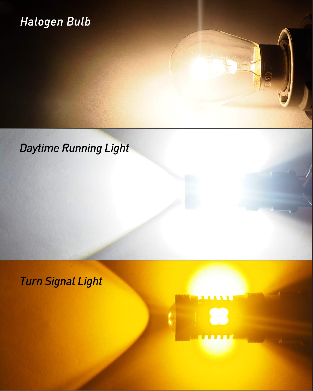 AUXITO White and Amber Dual Color Switchback 3157 3155 3457 4157 LED Bulbs with Projector 3030 Chipsets for Car Turn Signal Ligh