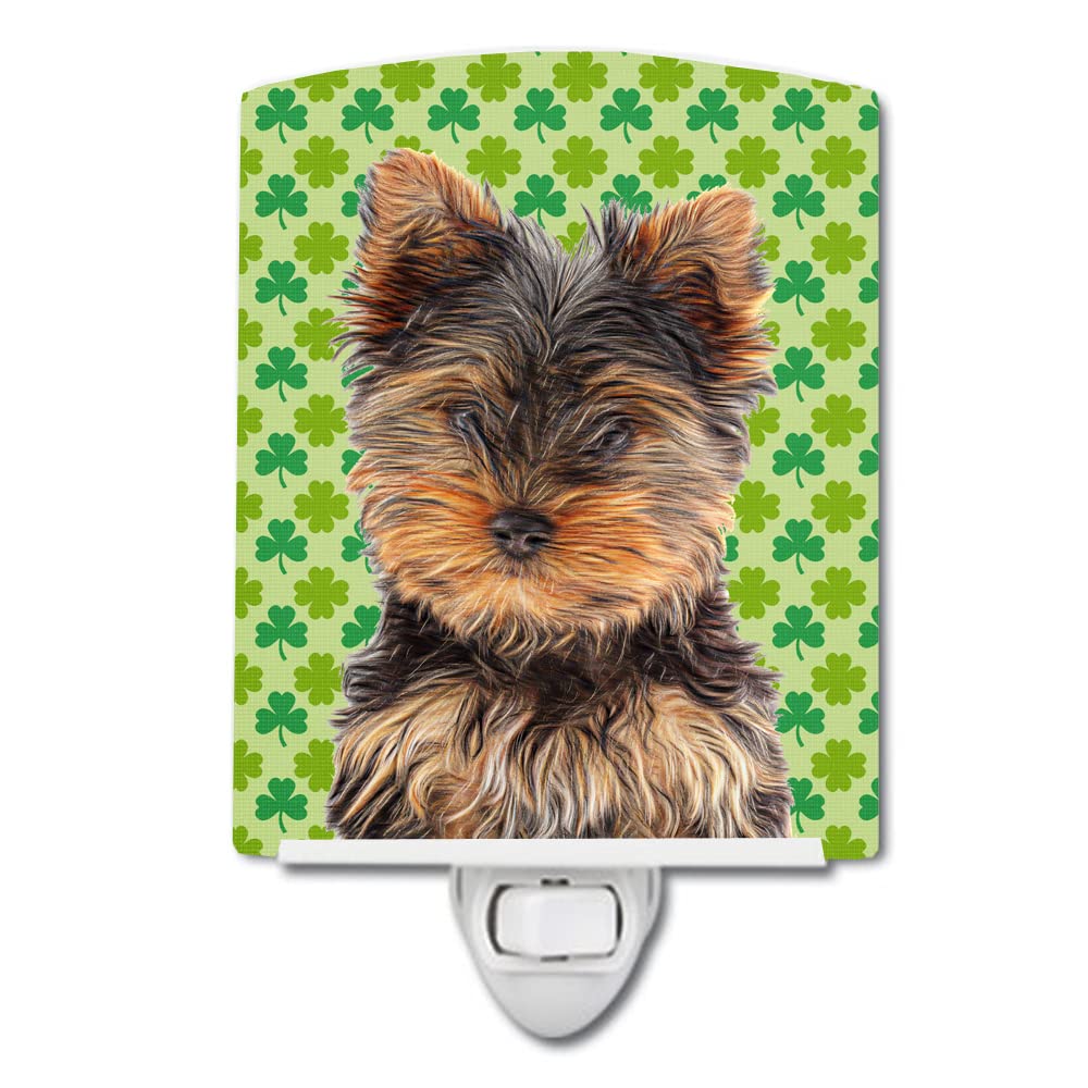 Carolines Treasures Ceramic Night Light, St. Patricks Day Shamrock Yorkie, 6x4x3in, Multicolor, Model KJ1202CNL