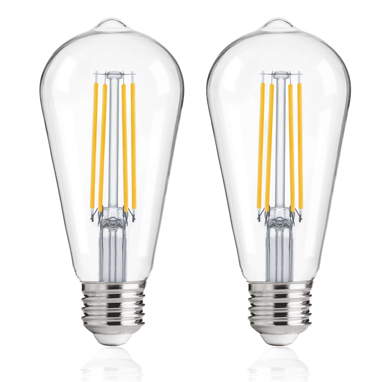 FLSNT ST19 LED Light Bulb, 7W (60W Eqv.), 800LM, Vintage Filament, E26 Base, 3000K Warm White, 2 Pack