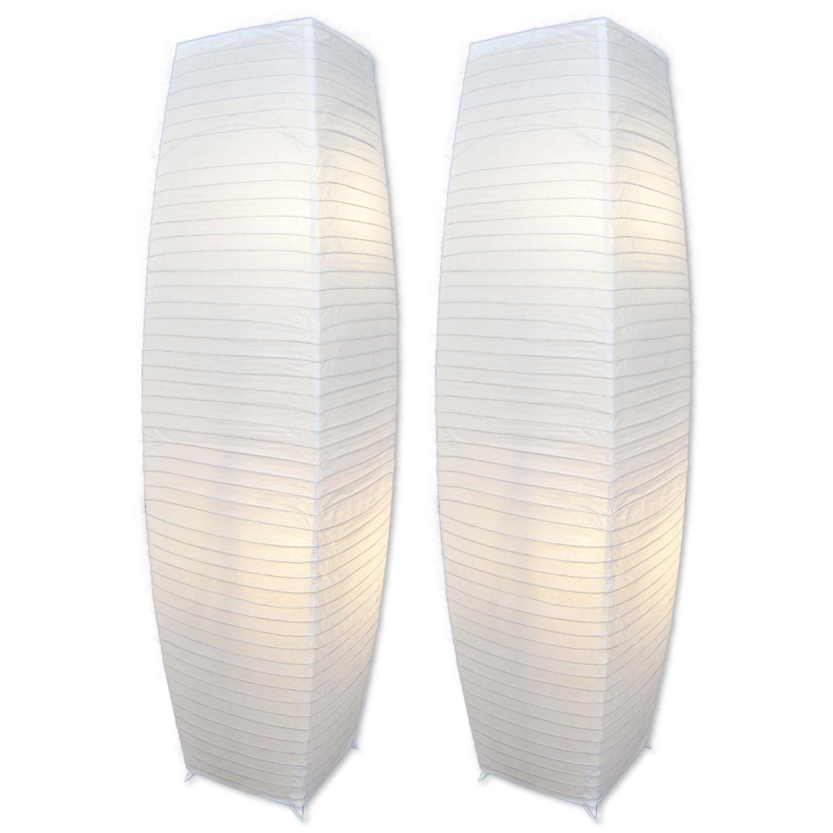 LIGHTACCENTS Rice Paper Floor Lamps for Living Room - 2-Pack White Paper Standing Lamps with On/Off Footswitch - Elegant Bedroom Decor Lamp for Bedroom - Versatile Lamps for Living Room