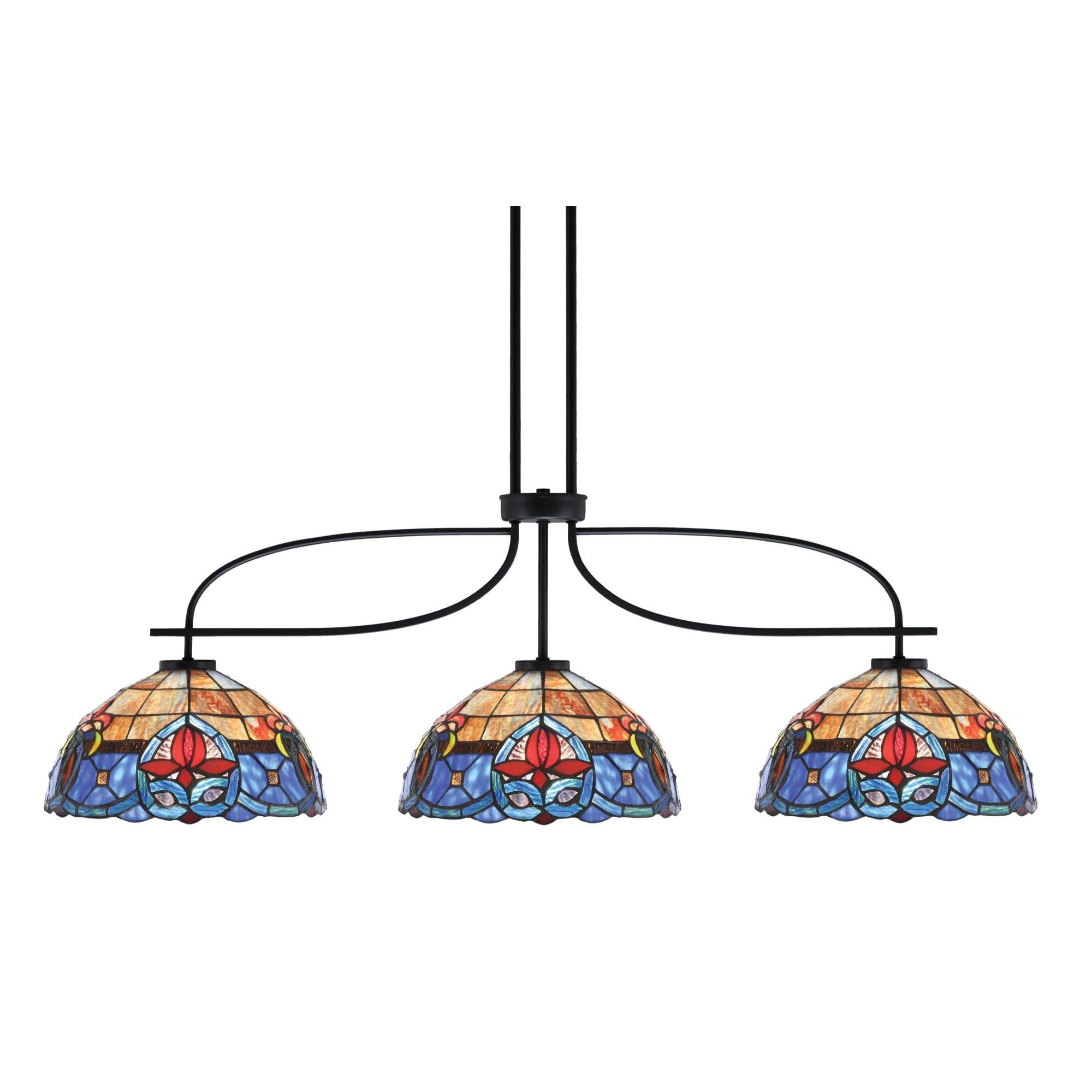 Cavella 3 Light Island Light Shown in Matte Black Finish with 12&quot; Sierra Art Glass