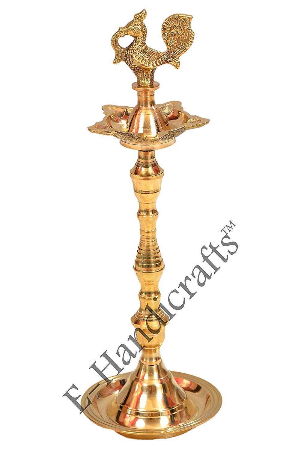 E-Handicrafts Pure Brass mahabharat Diya for puja Room kuthu vilakku inaugration lamp-18 inches