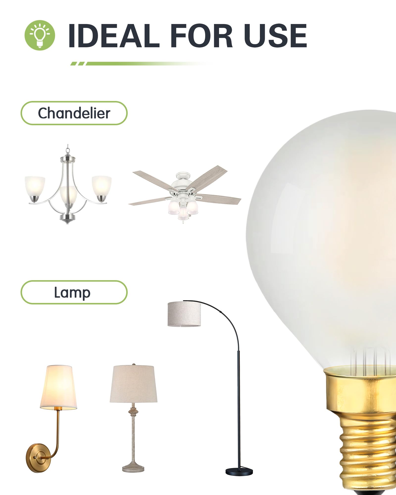 LUMILECT Dimmable G16.5 E12 LED Bulb 25W Equivalent Frosted Soft White 3000K 200LM 2W G50 Globe Bulb 4