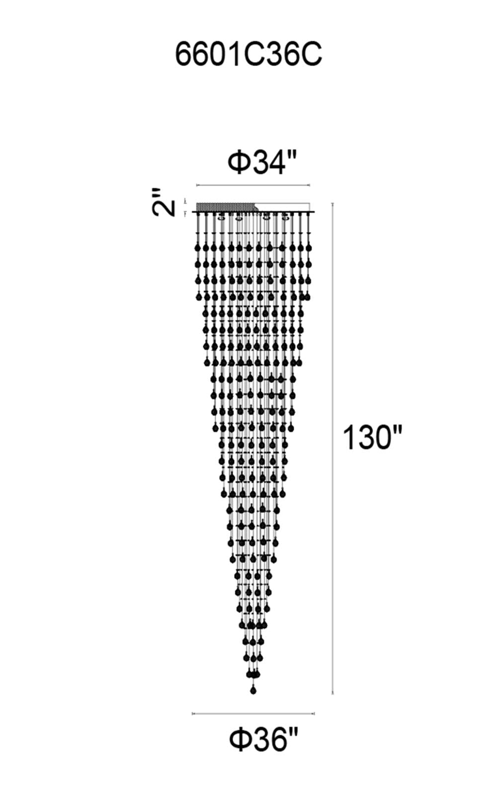 CWI Lighting Rain Drop 20 Light Transitional Metal Flush Mount in Chrome