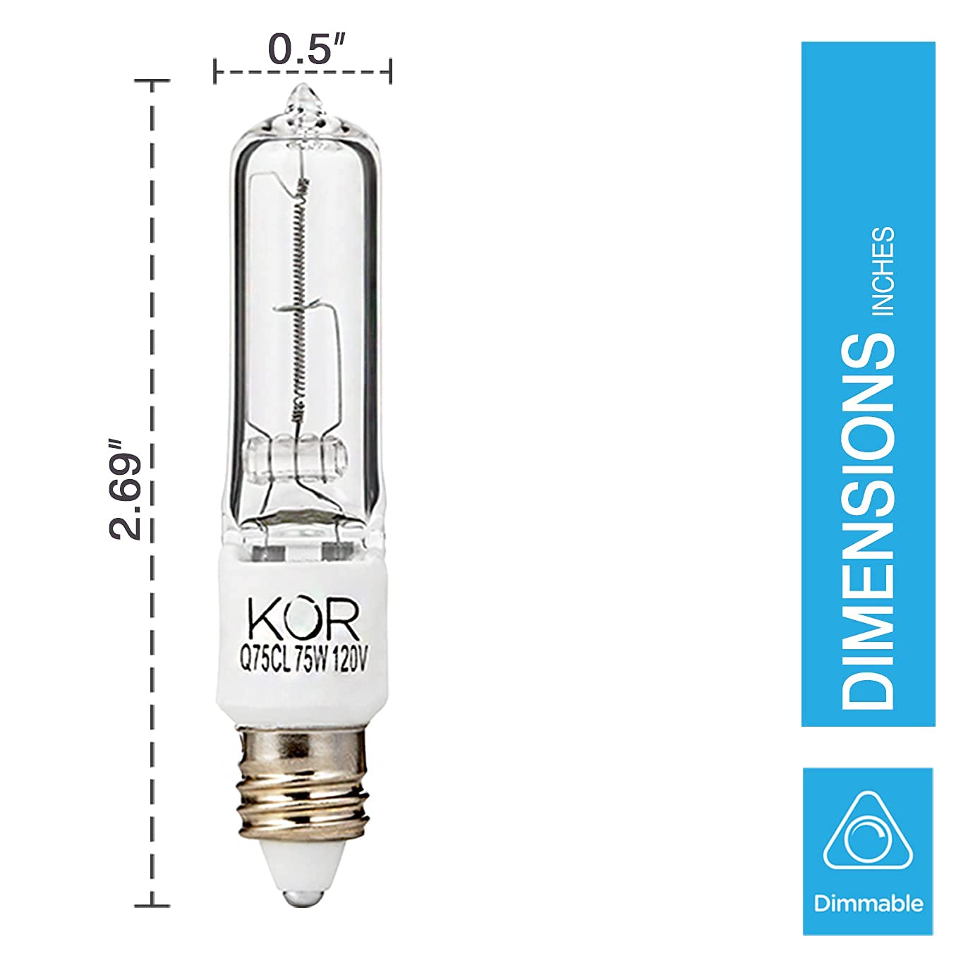 Kor (Pack Of 10) Q75Cl/Mc - 75 Watt Jd T4 E11 Mini Candelabra Base 120V Clear Light Bulbs