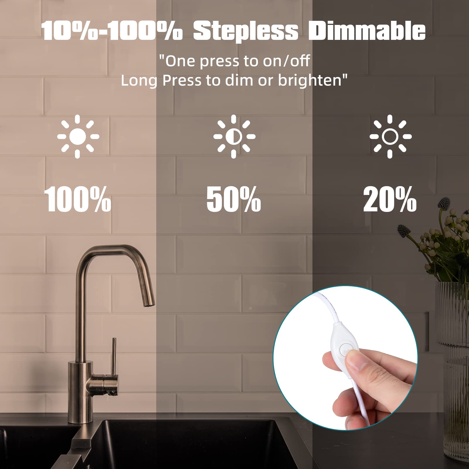 JUSJUBR Under Cabinet Lights Dimmable LED 12 Inch Aluminum Natural White 4000K