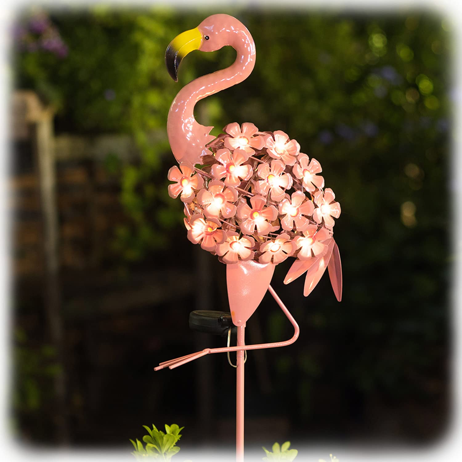 Homeimpro Garden Decor Solar Lights Flamingo Gifts for Women Yard Outdoor Decorations Stake Metal Lights, Waterproof Warm White 