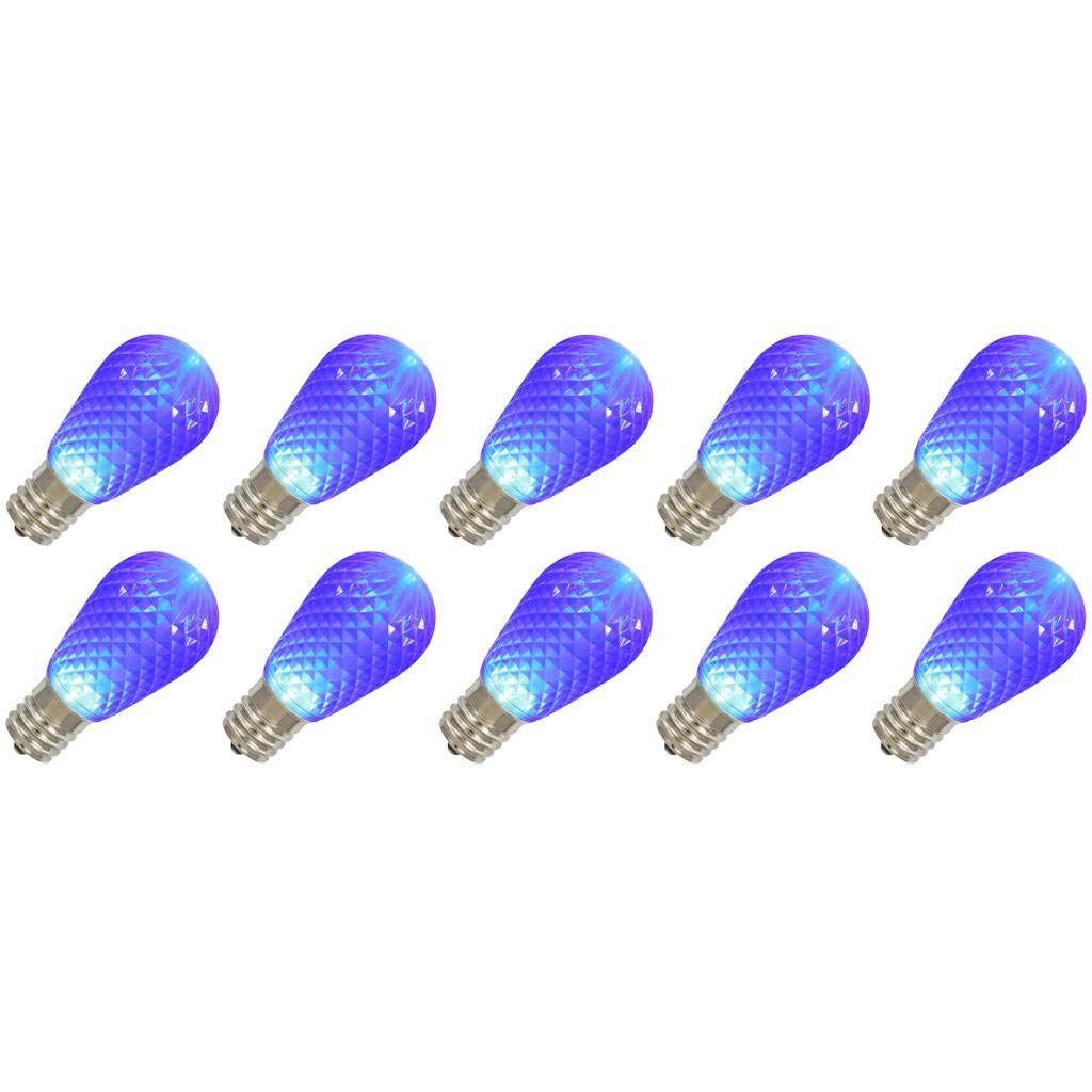Vickerman S14 Led Blue Faceted Replacement Bulb E26 Nickel Base, 10 Diodes, 120V Dimmable, 10 Bulbs Per Pack