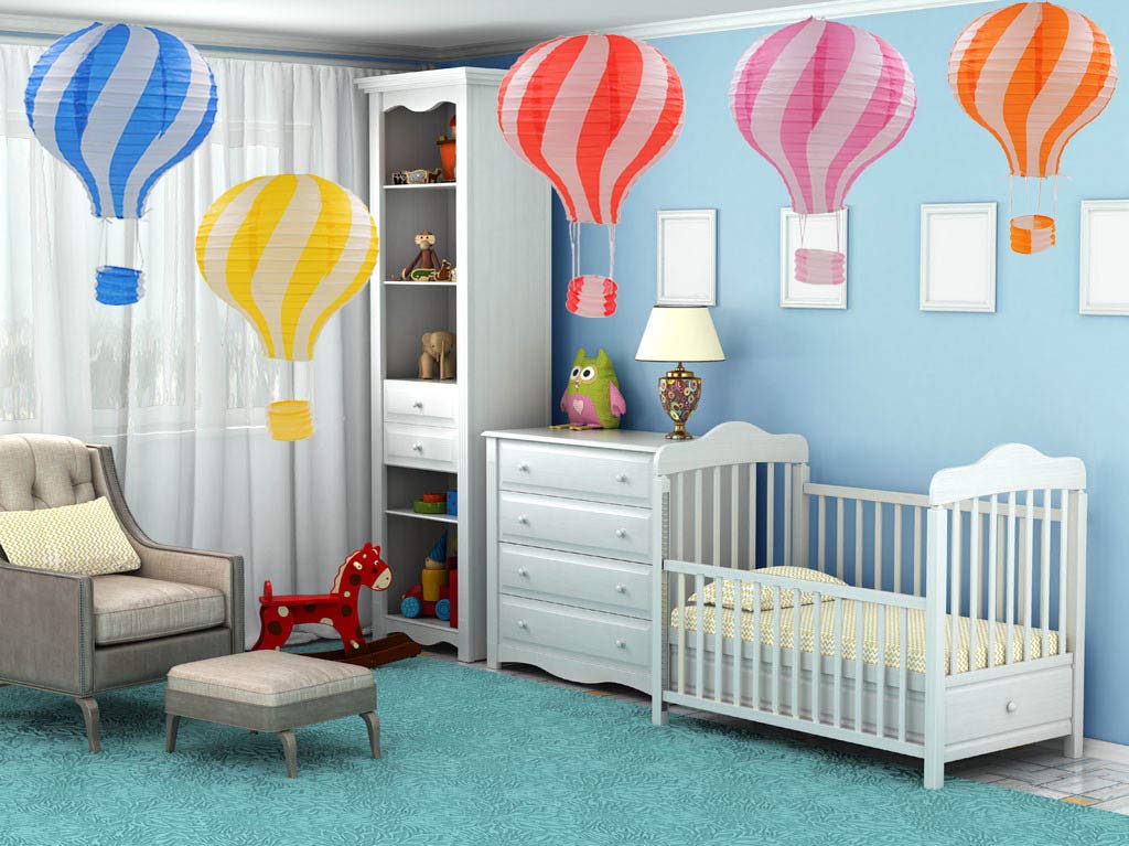 Famgee 12 Inch Hanging Hot Air Balloon Paper Lanterns Set Decoration Birthday Wedding Christmas Party Decor Gift Set Stripe Styl