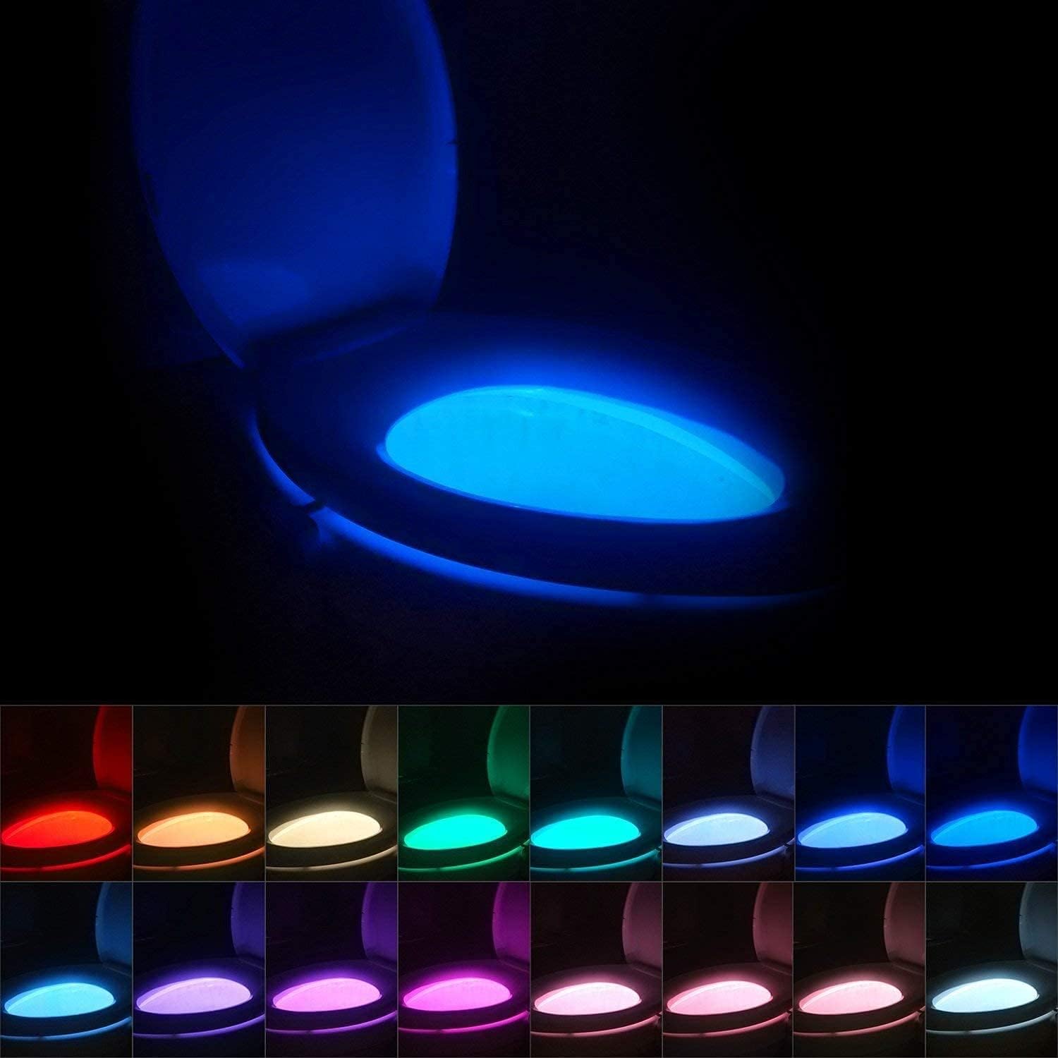 Chunace Toilet Bowl Night Light with Motion Sensor, 16 Color LED, White, Model: Toilet Light 01