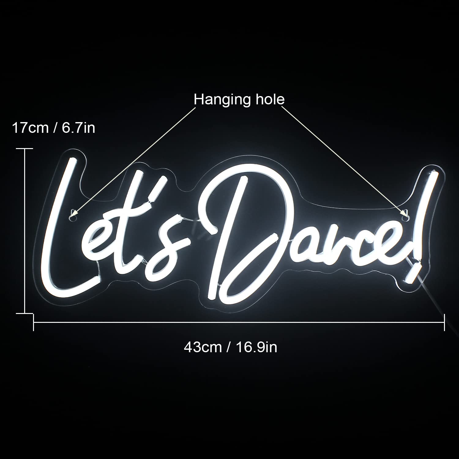 Wanxing LED Neon Sign - Lets Dance Light Up Sign for Parties, Weddings, and Birthdays - White - Model WX-NS-lets dance