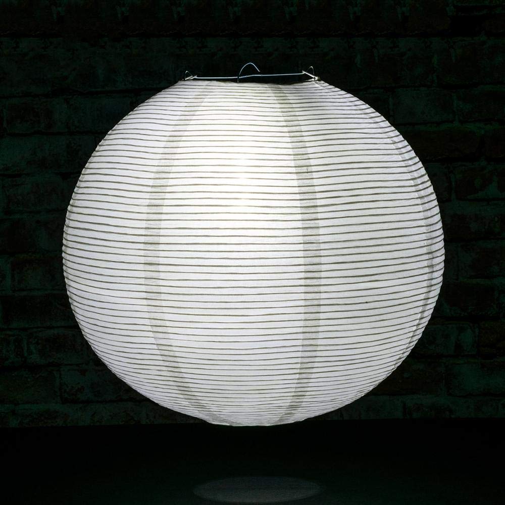 PaperLanternStore.com 20 Inch White Fine Line Premium Even Ribbing Paper Lantern, Extra Sturdy