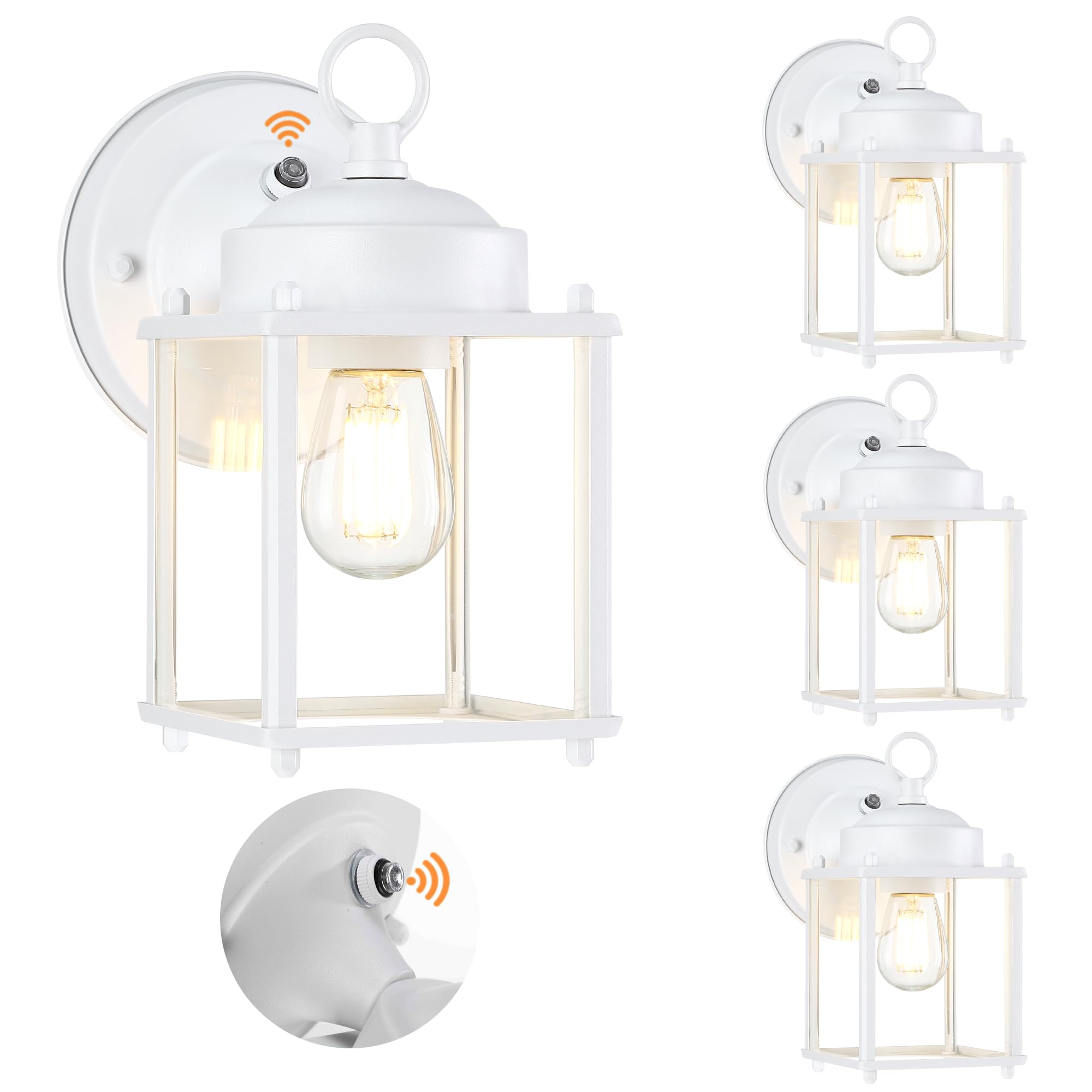 GRUENLICH Dusk to Dawn Outdoor Wall Lantern, 8 Inch, Metal, White, 4 Pack, Model GR-WL008D2D-WT-4PK