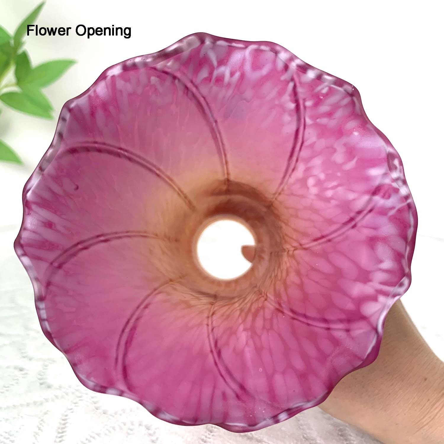 Bieye LS21 Lily Flower Blown Glass Lampshade - Large I.D. 1.26" x O.D. 1.5", Orange Purple