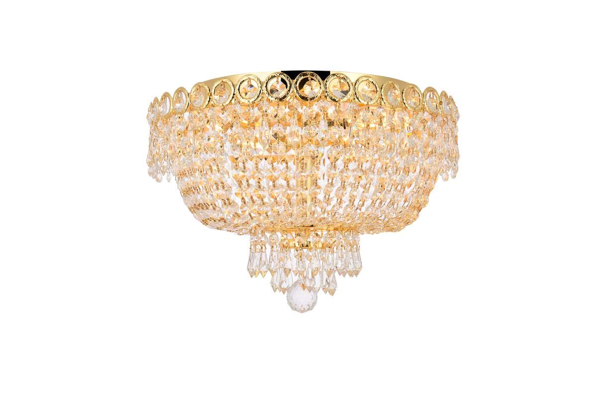 Elegant Lighting 1900F16G/Rc Century 10-Inch High 4-Light Flush Mount, Gold Finish With Crystal (Clear) Royal Cut Rc Crystal