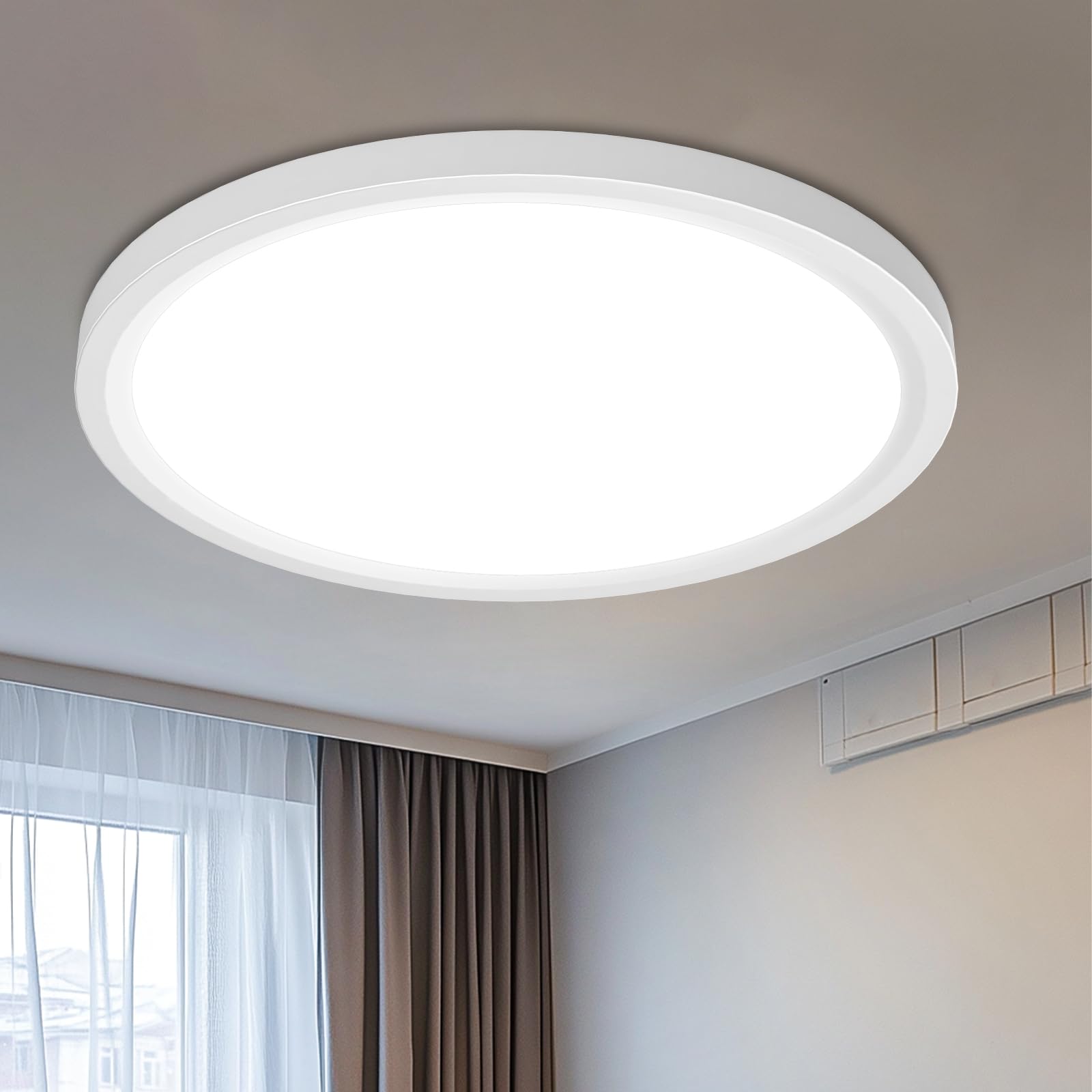 libtit 16-Inch LED Ceiling Light Fixture, 36W 3600lm, 3000K/4000K/6500K Adjustable, White Satin, Model CLS39A-W