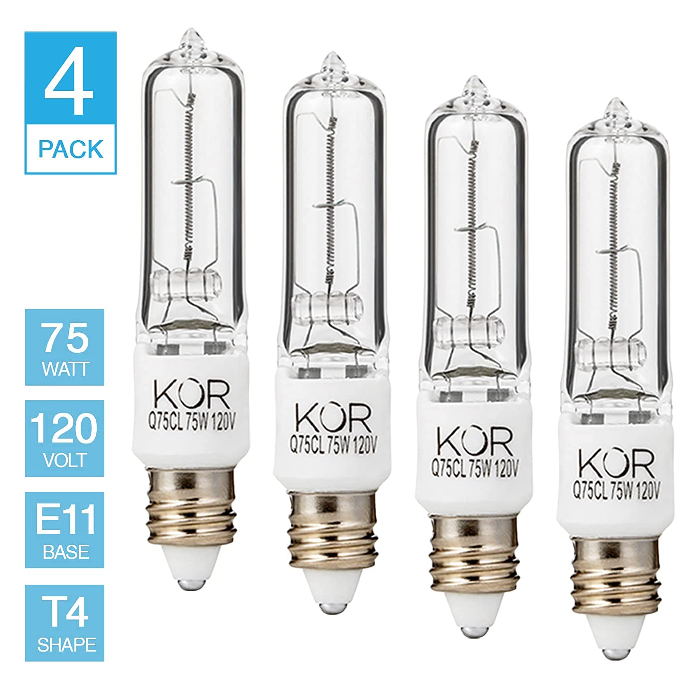 (Pack Of 4) Q75Cl/Mc - 75 Watt Jd T4 E11 Mini Candelabra Base 120V Clear Light Bulbs