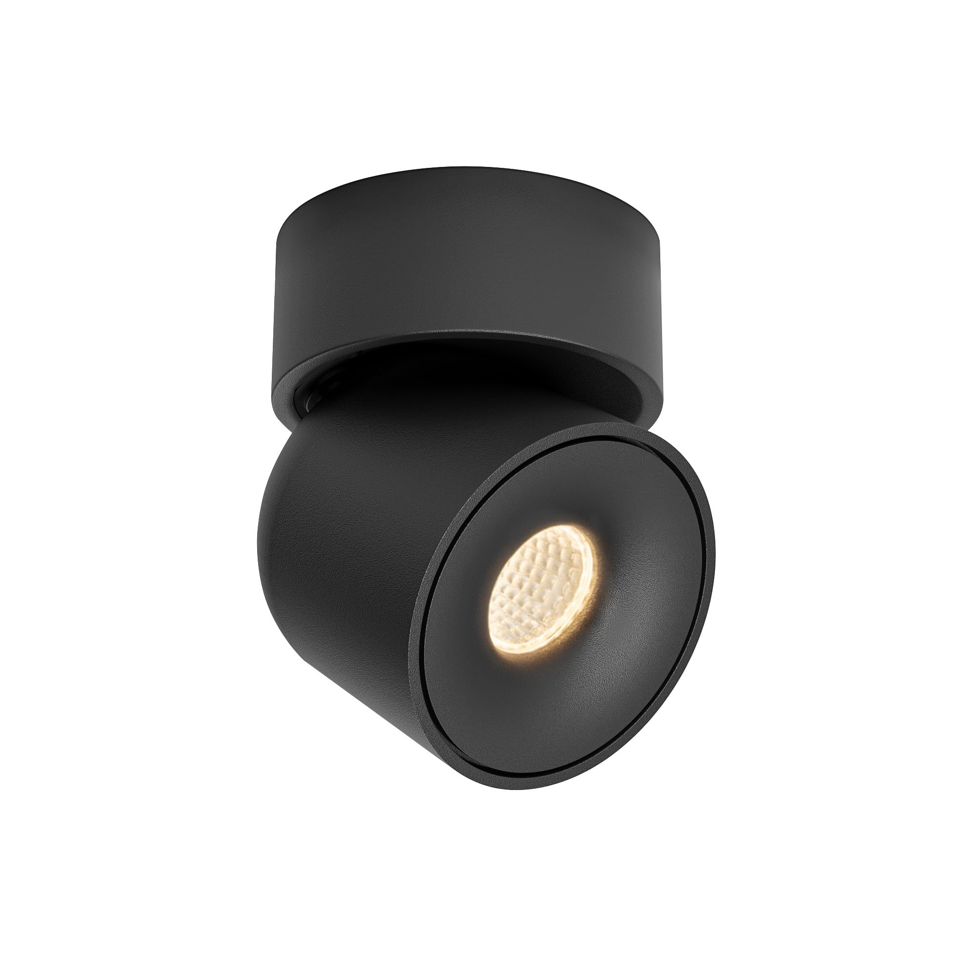 Aisilan LED Indoor Black Ceiling Spot Light 7W Surface Mounted Light Fixture with 360° Pivoting Spotlight, Dimmable Warm White 3000K CRI 97+ for Living Room Bedroom