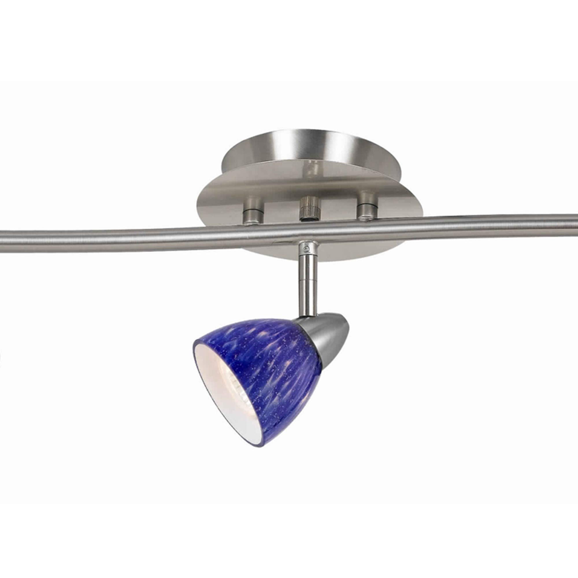 Benzara 5-Light Metal Track Light Fixture, Textured Shade, Silver and Blue, Model BM225637